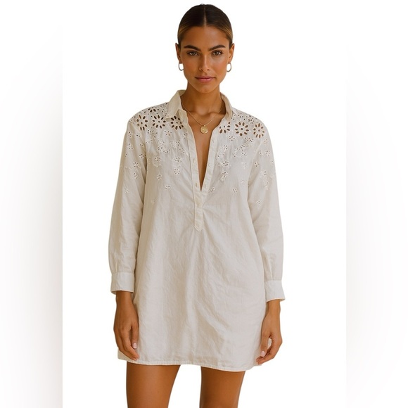 PAULE KA Other - PAULE KA White Eyelet Swim Cotton Cover-Up/Resort Wear Dress, Beachy, EU 40/US 8